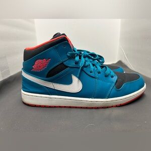 Nike Air Jordan 1 Retro Mid Tropical Teal Infrared 554724-308 Sz 13